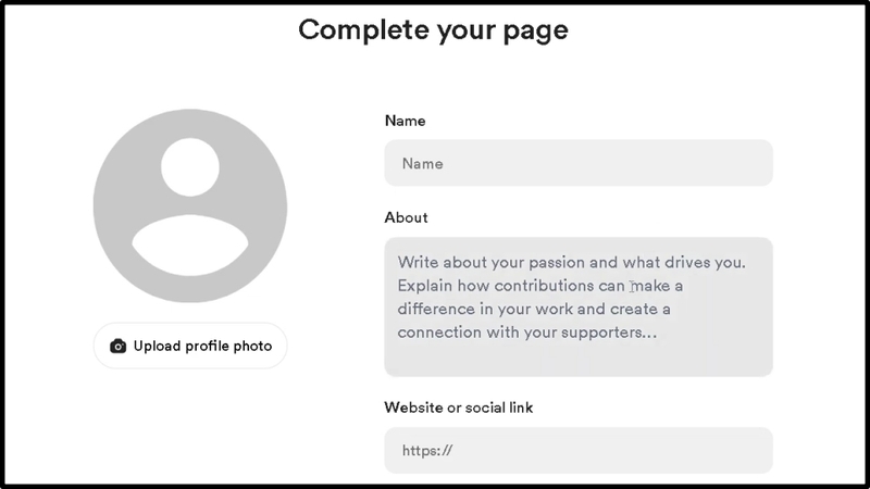Điền tên, mô tả bản thân và link nền tảng sáng tạo khác