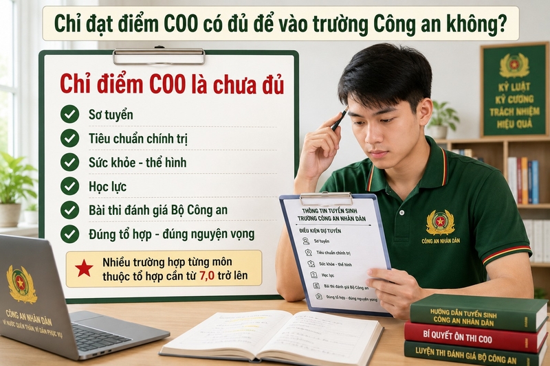 Chỉ đạt điểm C00 có đủ để vào trường Công an không