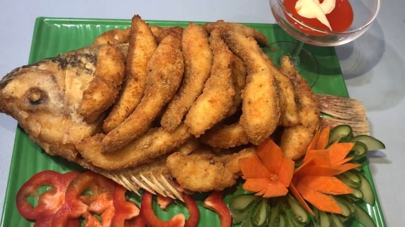 Món cá diêu hồng chiên xù mềm bên trong, giòn bên ngoài