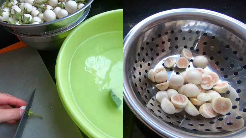Bước 1: Sơ chế cà pháo