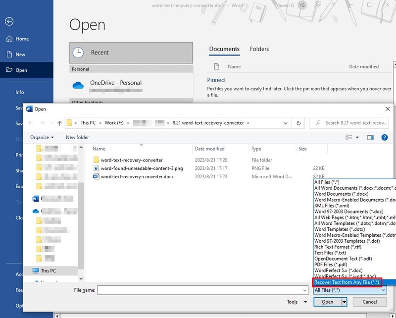 khôi phục file Word bị lỗi trong Office 2016 - Hình 8