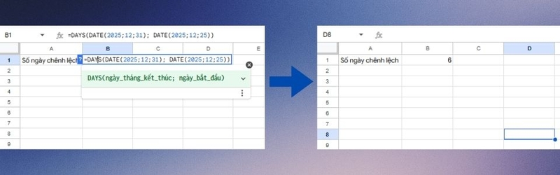 Các hàm ngày tháng trong Google Sheets (ảnh 8)