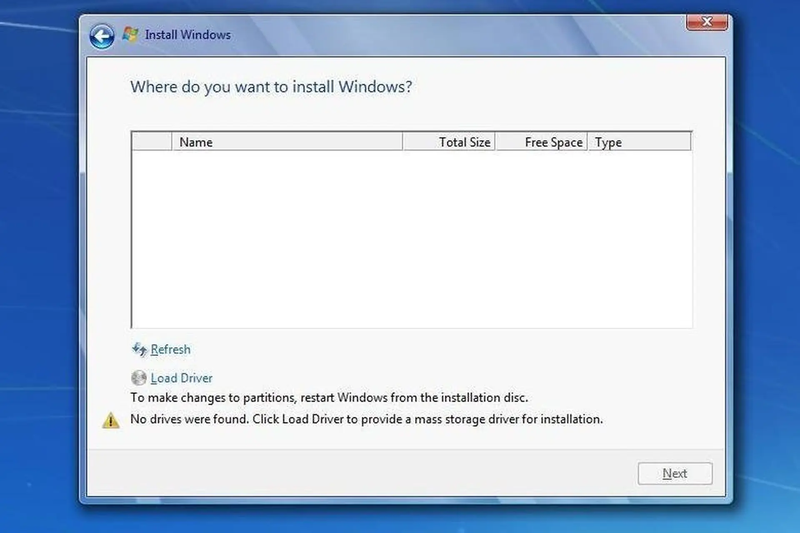 Không nhận ổ cứng khi cài Windows