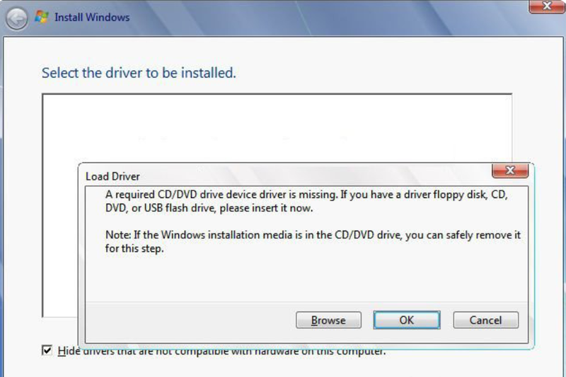 Lỗi Load Driver thiếu USB 3.0