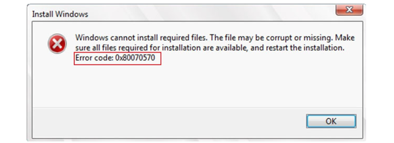 Lỗi 0x80070570 khi cài Windows