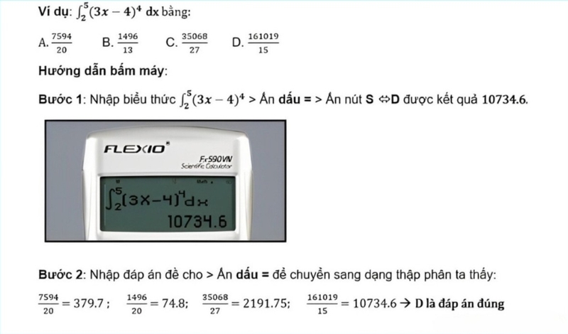 cách bấm Casio nguyên hàm hình 7