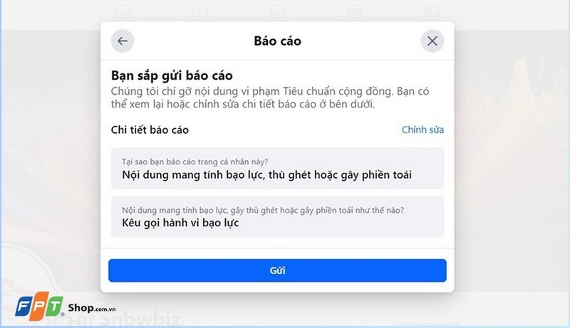 Hoàn thành mẫu báo cáo tài khoản vi phạm