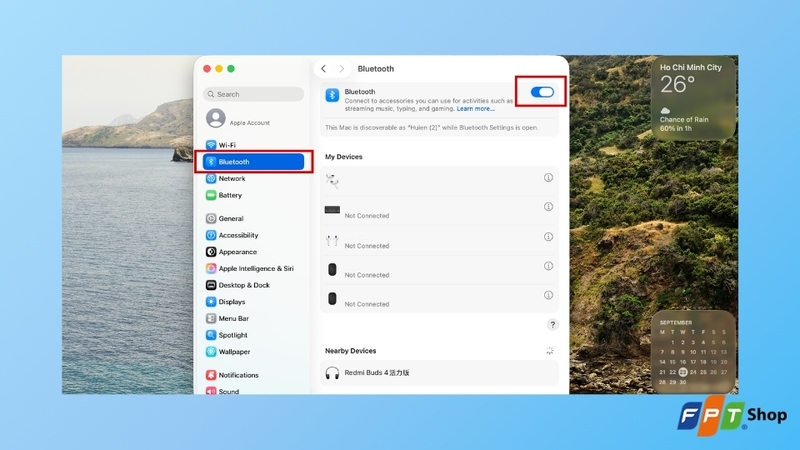 Chọn mục Bluetooth