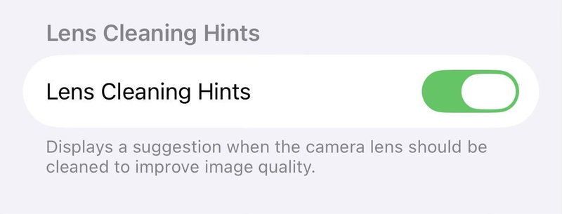 Bật tính năng Lens Cleaning Hints