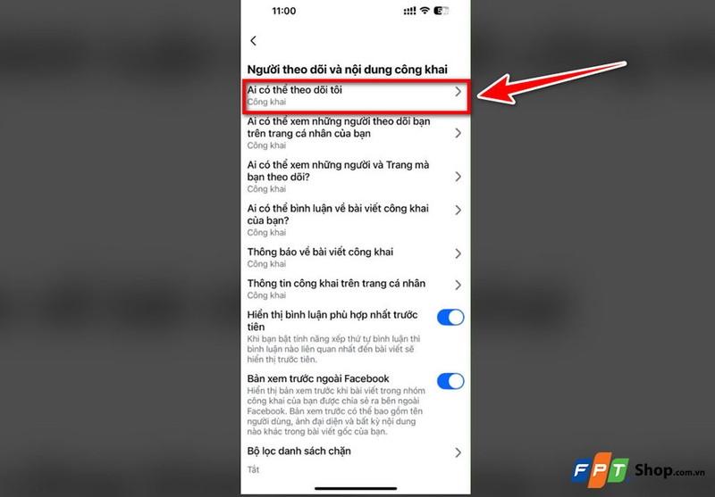 Kiểm tra mục Ai có thể theo dõi tôi
