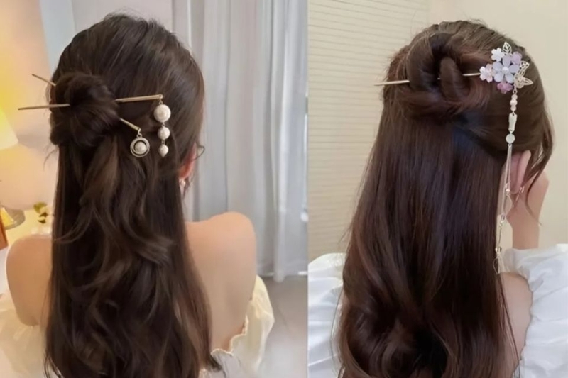 cách búi tóc không cần dây 4