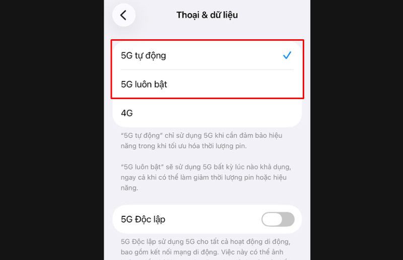 Cài đặt 5G trên điện thoại iPhone - hình 6
