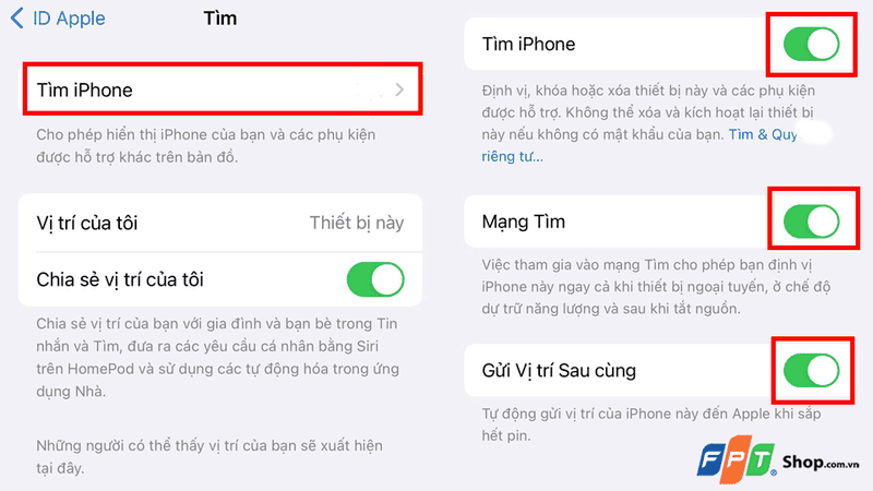 Gạt công tắc sang trạng thái ON