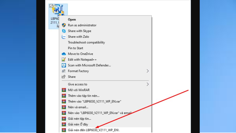 Giải nén file cài đặt driver máy in Canon 6030W