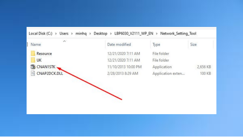 Mở file CNAN1STK.exe để cài wifi máy in Canon 6030W