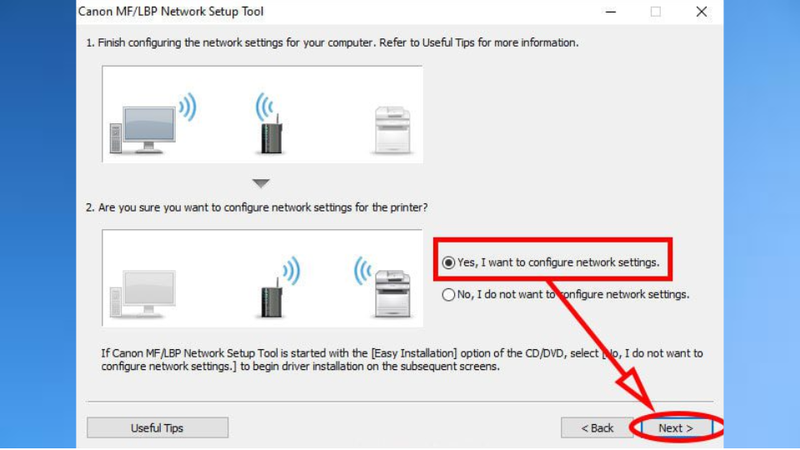 Xác nhận cấu hình cài đặt mạng wifi cho máy in Canon 6030W