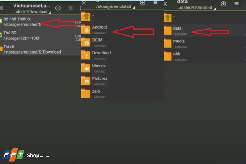 Chọn phần thư mục chứa thông tin