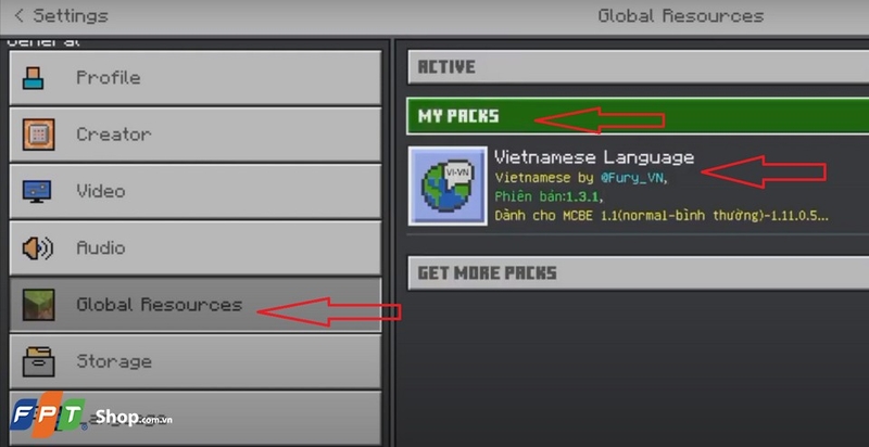 Lựa chọn mục cài đặt theo hướng dẫn