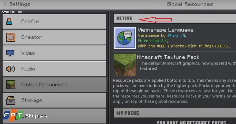 Nhấn vào mục hoạt động trong game