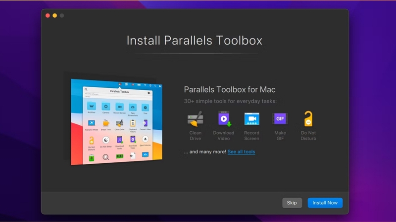 Bước 4: Cài đặt Parallels Toolbox nếu cần