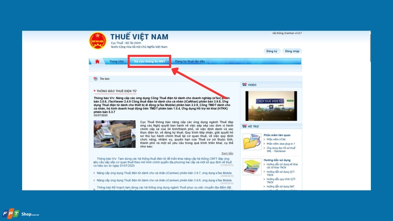 Truy cập cổng tra cứu mã số thuế