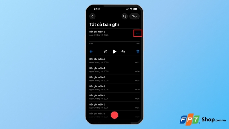 Nhấn vào biểu tượng dấu ba chấm