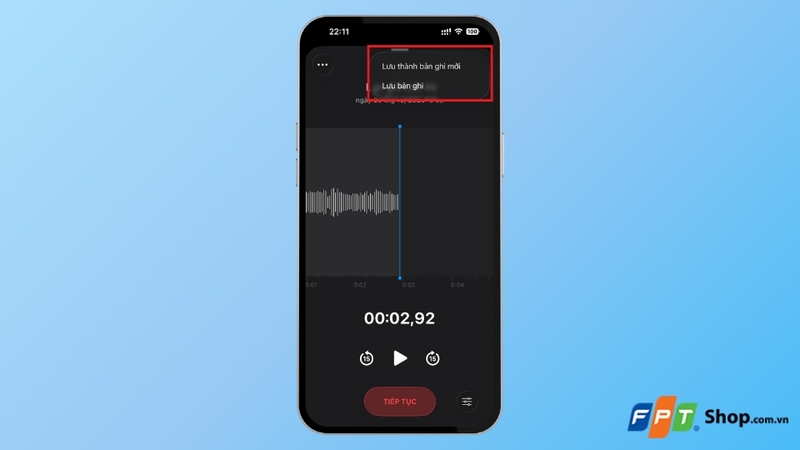 Chọn Lưu bản ghi hoặc Lưu thành bản ghi mới