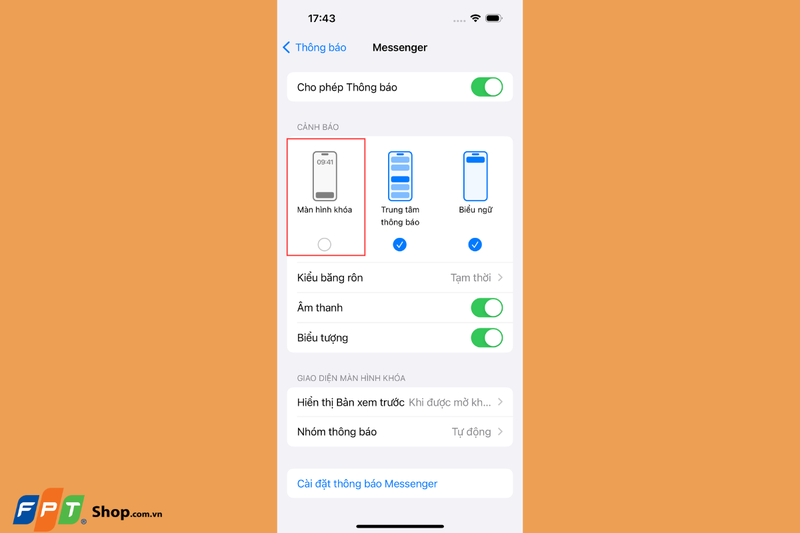Bỏ chọn Màn hình khóa