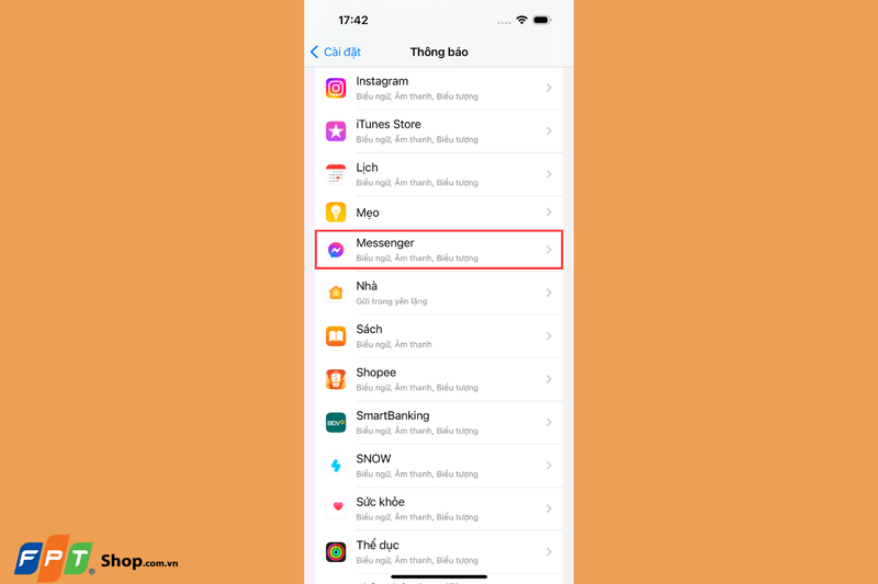 Chọn ứng dụng Messenger