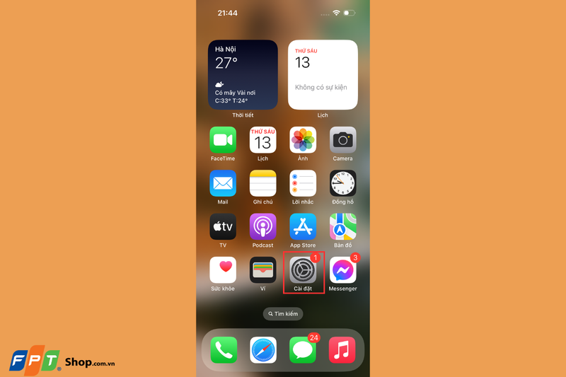 Chọn biểu tượng Cài đặt