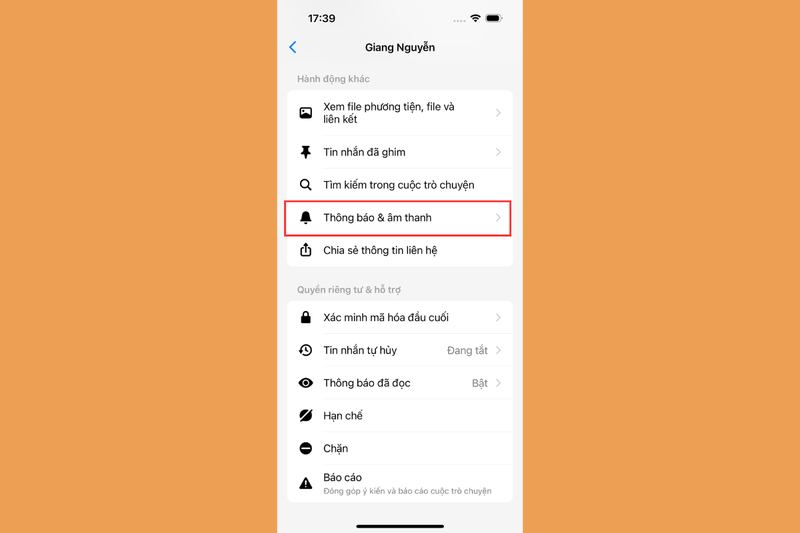 chọn Thông báo & âm thanh