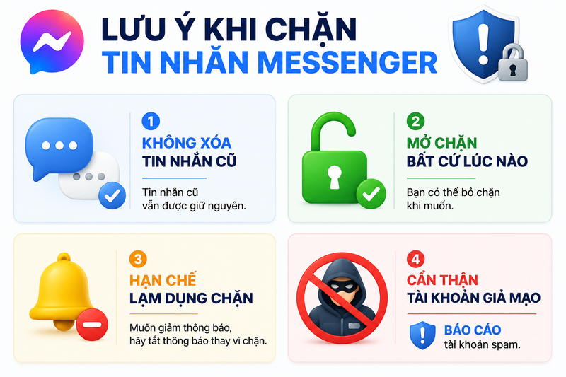 Lưu ý khi chặn tin nhắn Facebook Messenger