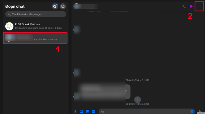 Mở Messenger trên trình duyệt máy tính rồi tìm người cần chặn