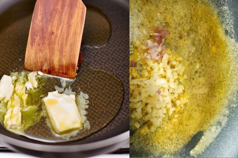 Làm tan chảy 2 muỗng canh bơ trong chảo lớn