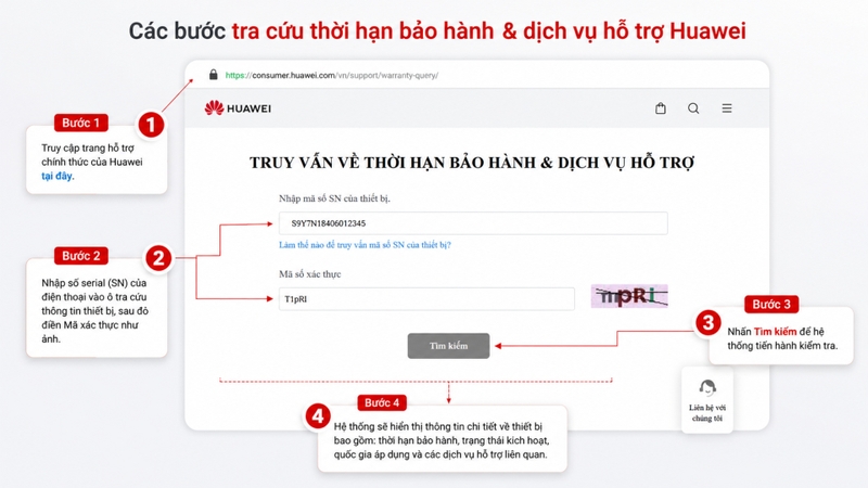 Check IMEI Huawei trên website chính thức