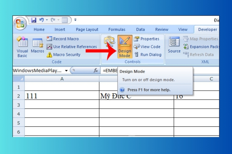 cách chèn âm thanh video vào excel hình 8