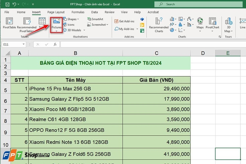 Cách chèn ảnh vào Excel - Ảnh 05