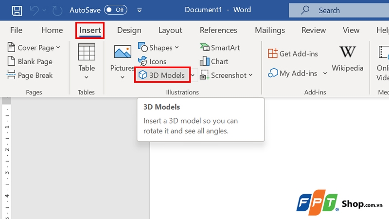 Nhấn vào nút 3D Models