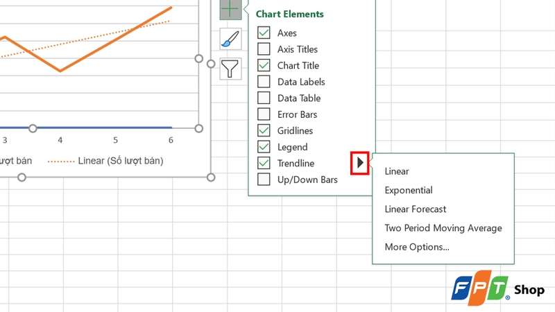 Nhấn biểu tượng mũi tên để mở tùy chọn nâng cao