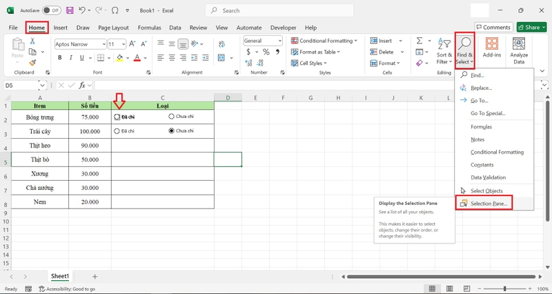 cách chèn và tùy biến nút chọn trong excel hình 10