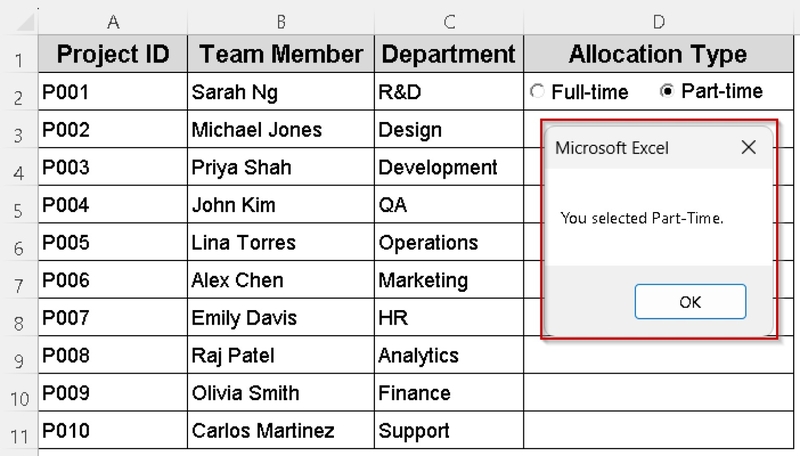 cách chèn và tùy biến nút chọn trong excel hình 2
