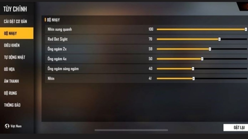 Cách chỉnh độ nhạy Free Fire bước 3