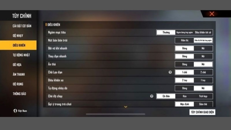 Điều chỉnh Điều khiển (Controls)