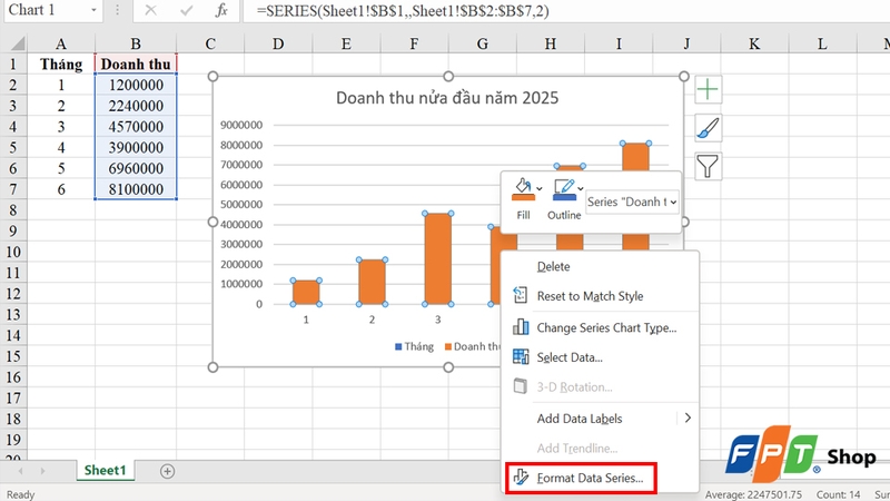 Nhấn chọn Format Data Series