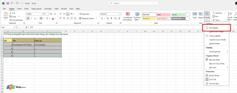 Cách chỉnh kích thước dòng, cột, ô bằng nhau trên Excel (ảnh 7)