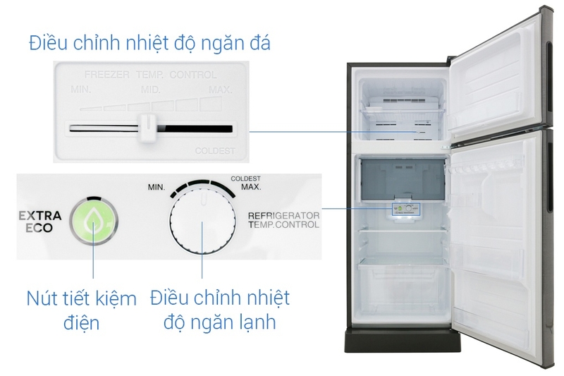 cách chỉnh nhiệt độ tủ lạnh sharp - nút