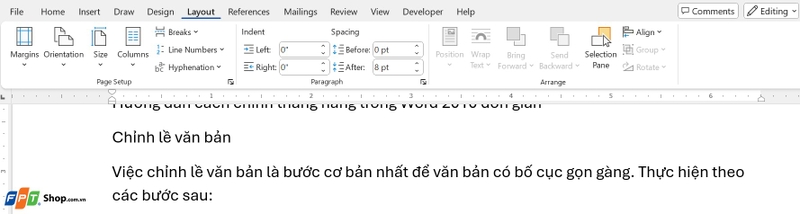 Cách chỉnh thẳng hàng trong Word 2010 ảnh 2