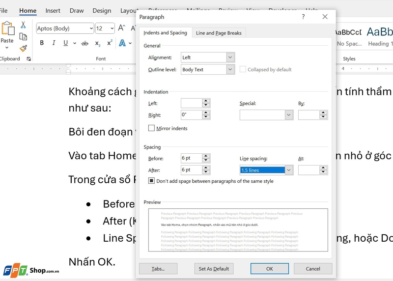 Cách chỉnh thẳng hàng trong Word 2010 ảnh 5
