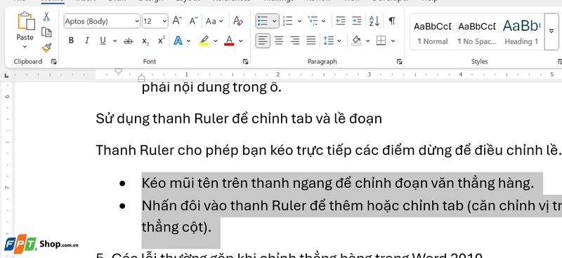 Cách chỉnh thẳng hàng trong Word 2010 ảnh 9