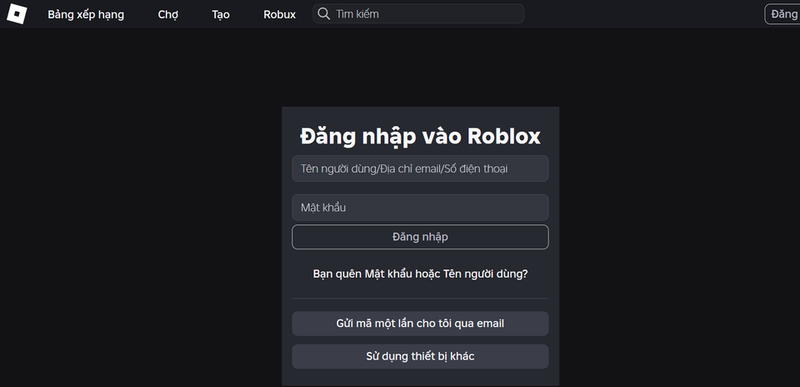Truy cập nền tảng Roblox.